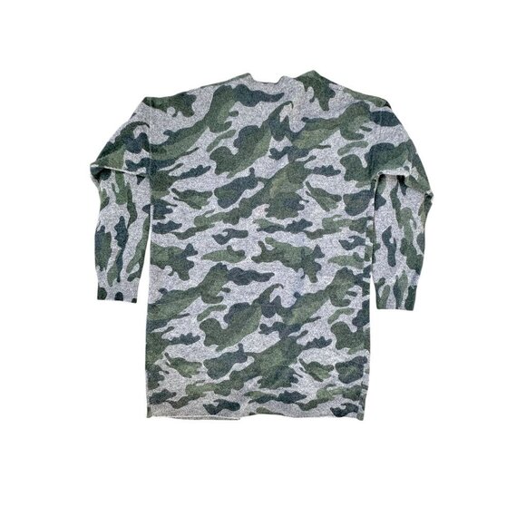 Magaschoni Women 100% Cashmere Open Front Cardigan Sweater Green/Gray Camo M - Picture 3 of 5